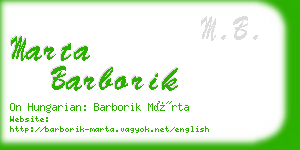 marta barborik business card